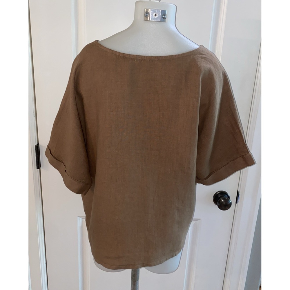 Filosofia 100% Linen Brown Top - Picture 5 of 12